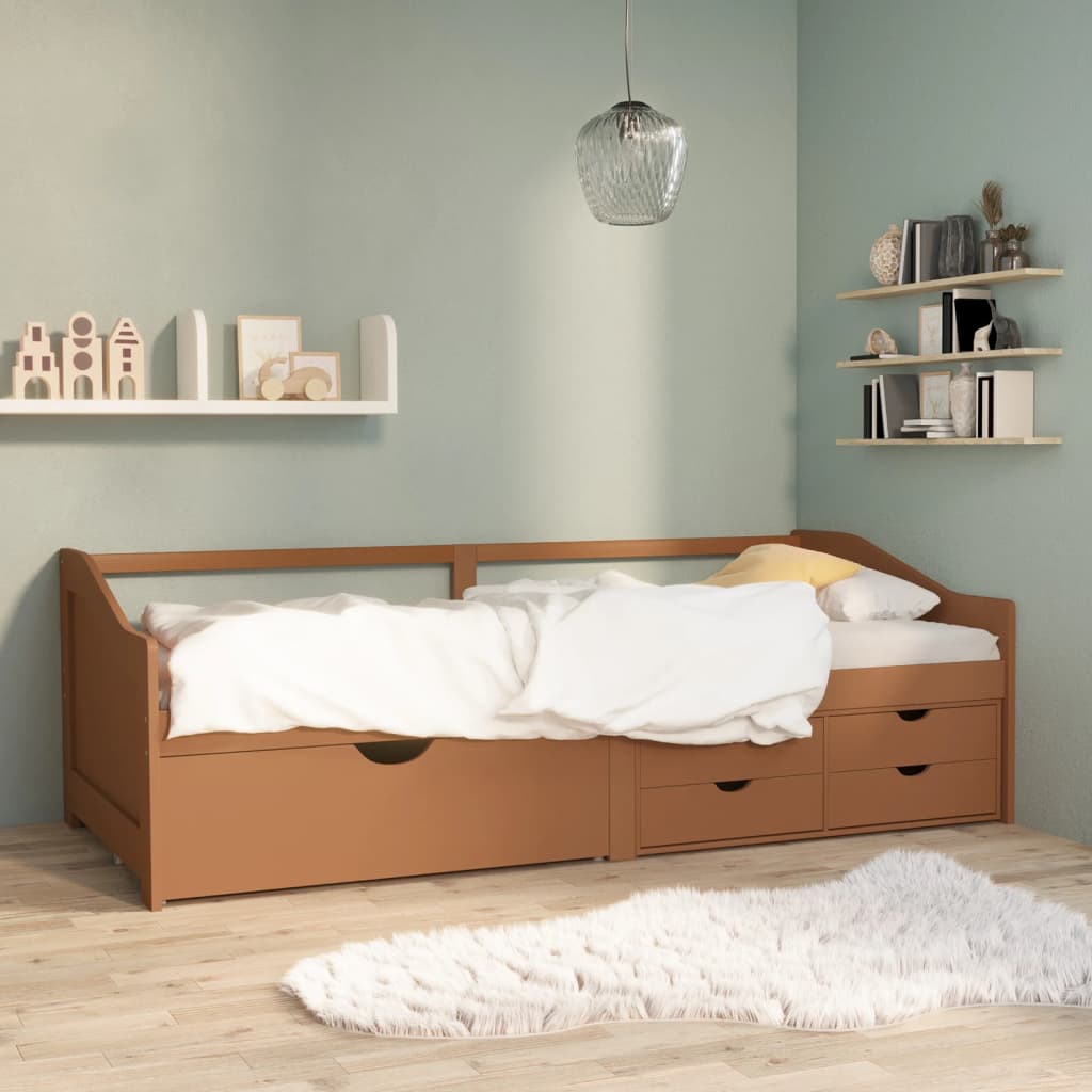 3-Seater Day Bed with Drawers Honey Brown Solid Pinewood 90x200 cm - All Things Good