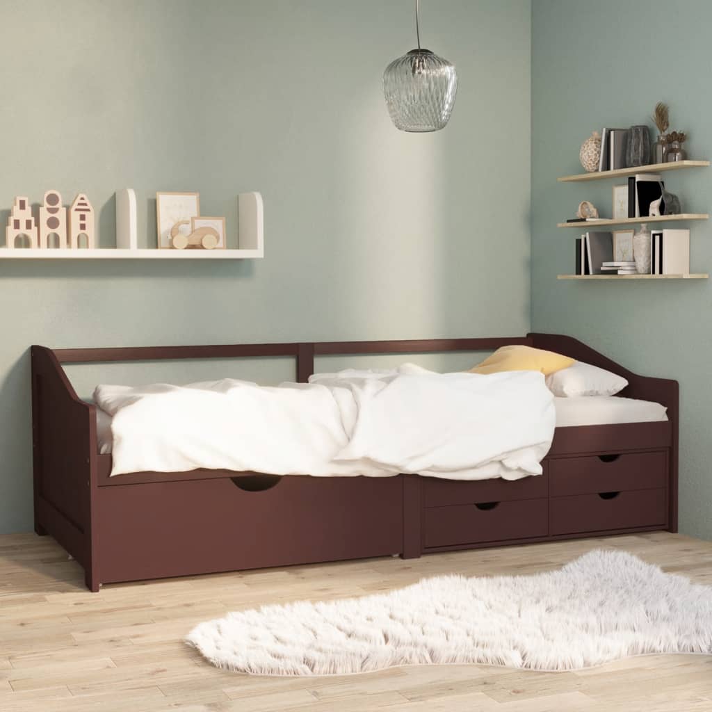 3-Seater Day Bed with Drawers Dark Brown Solid Pinewood 90x200 cm - Style and Chic