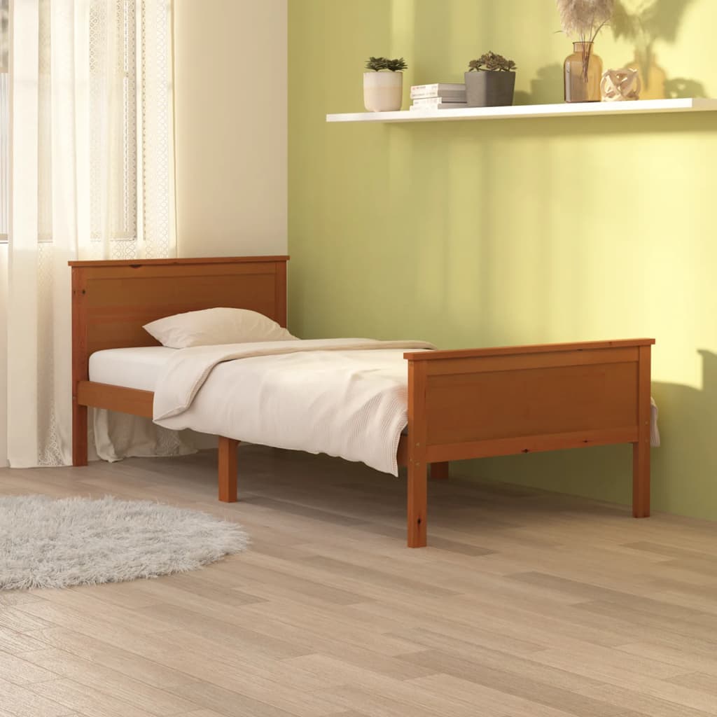 Bed Frame Honey Brown Solid Wood Pine 100x200 cm - The Home Maker