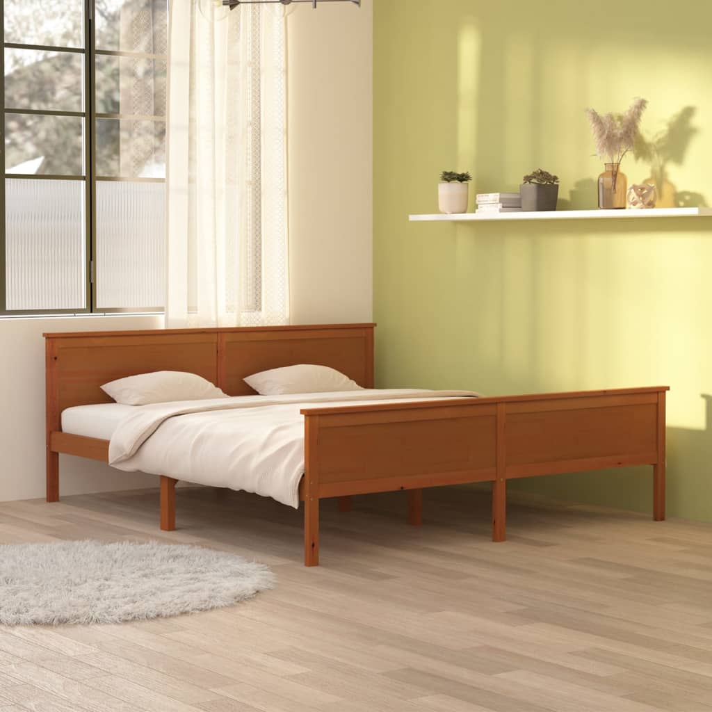 Bed Frame Honey Brown Solid Wood Pine 180x200 cm Super King - Design Hut