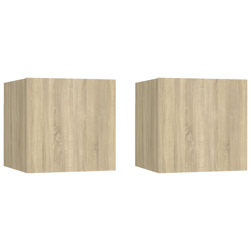 Bedside Table - WELLAND 2 Piece Nightstand Sonoma Oak 30.5cm - Casper Homes