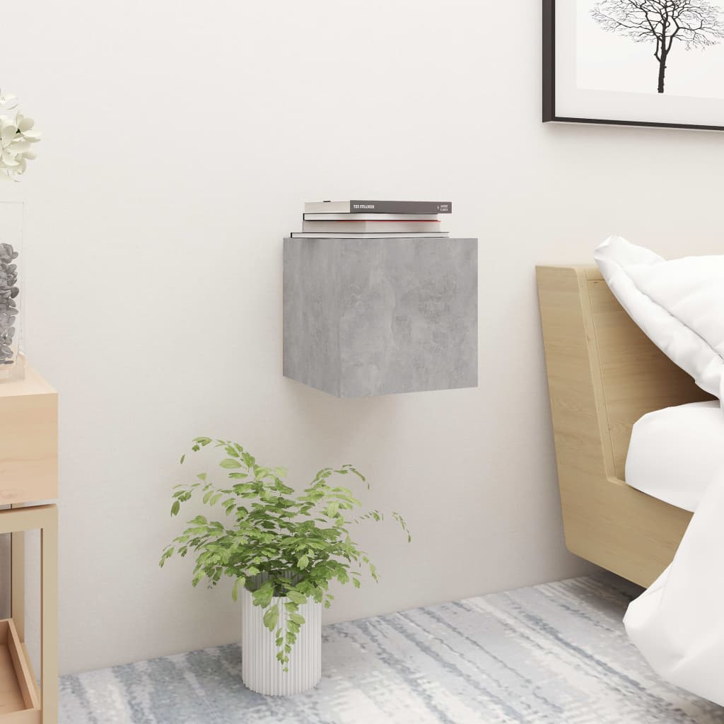 Bedside Table - WELLAND Nightstand Concrete Grey 30.5cm - Tyrell & Tyrell