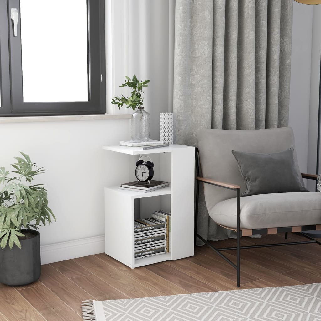 Side Table White 36x30x56 cm Engineered Wood - Decor Base