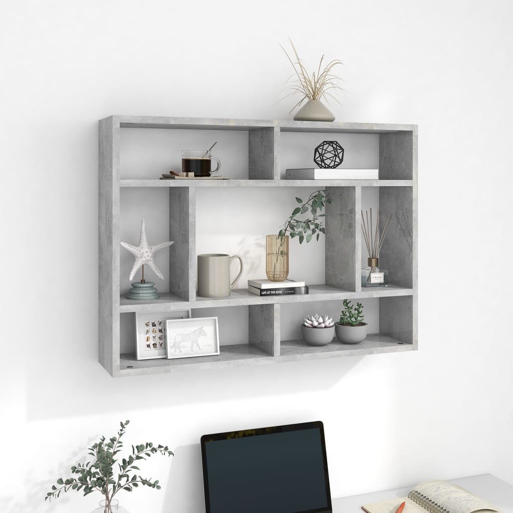 Wall Shelf Concrete Grey 75x16x55 cm Engineered Wood - Decor Base