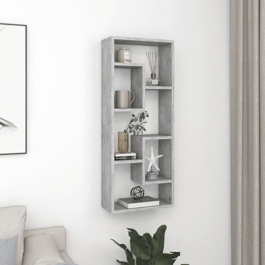 Wall Shelf Concrete Grey 36x16x90 cm Engineered Wood - Discount Dealers