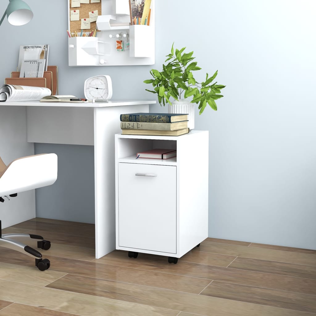 Side Cabinet with Wheels White 33x38x60 cm Engineered Wood - Unbeatable Bargains