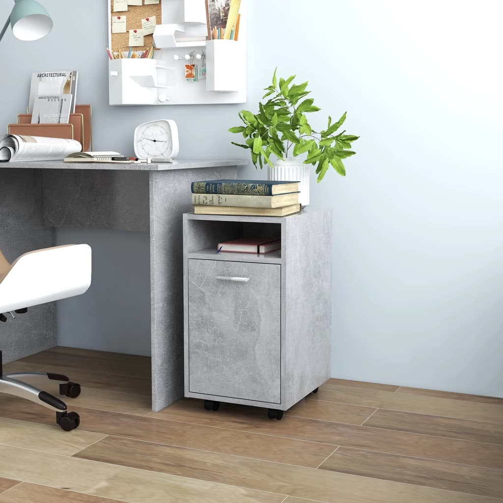 Side Cabinet with Wheels Concrete Grey 33x38x60 cm Engineered Wood - Merkel Designers