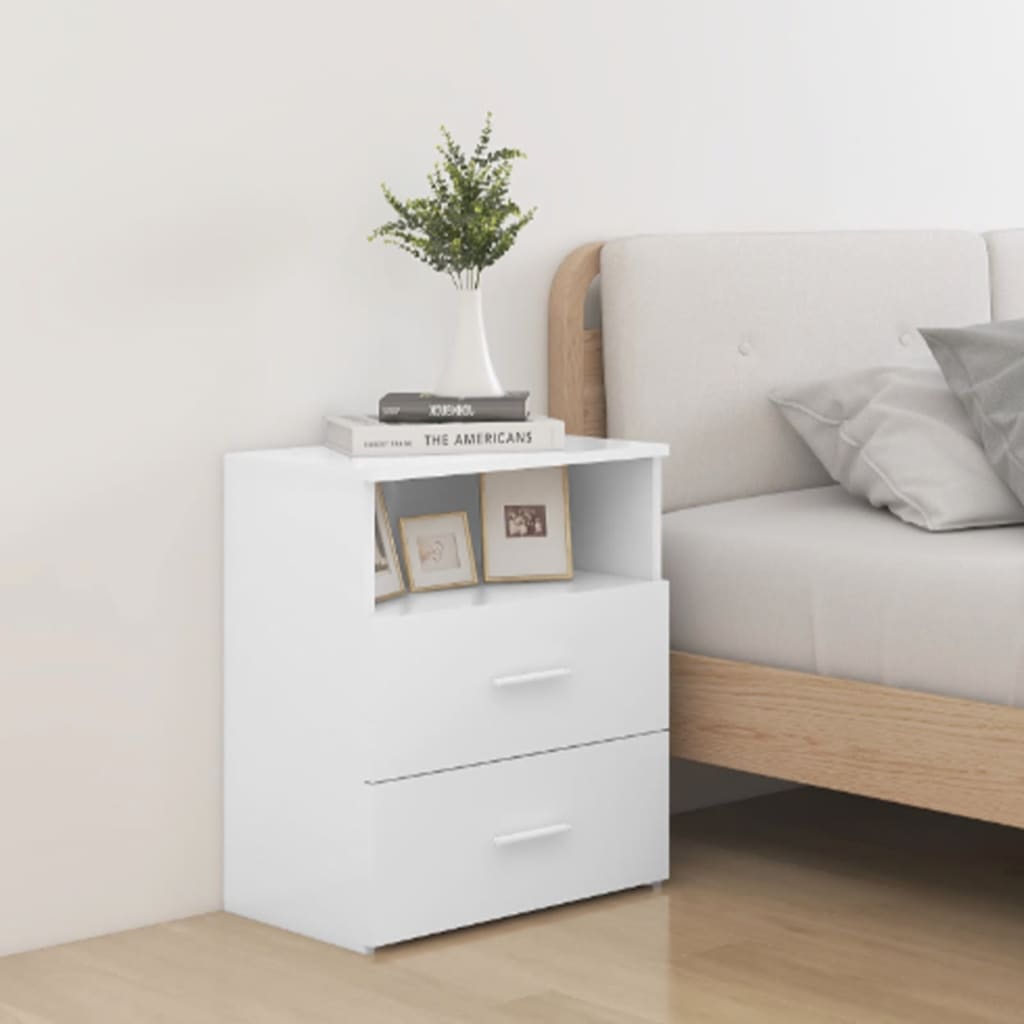 Bedside Table - CHELSEA Nightstand White 50cm - Tyrell & Tyrell
