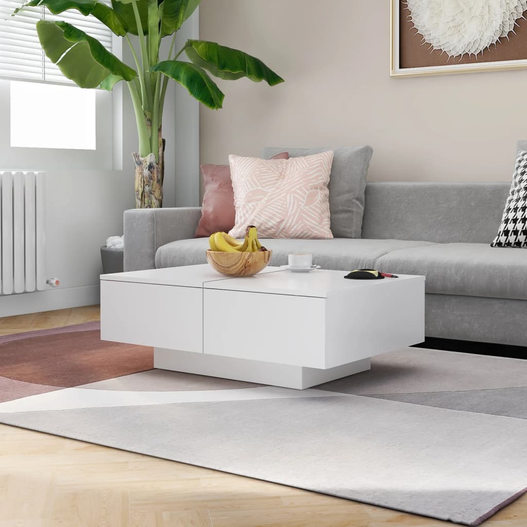 Coffee Table White 90x60x31 cm Engineered Wood - Discount Dealers