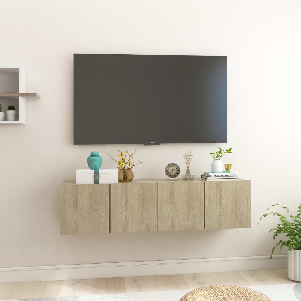 Hanging TV Cabinets 2 pcs Sonoma Oak 60x30x30 cm - Brittle & Co