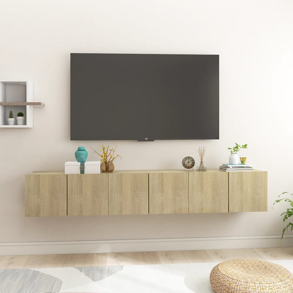 Hanging TV Cabinets 3 pcs Sonoma Oak 60x30x30 cm - Merlin Deals