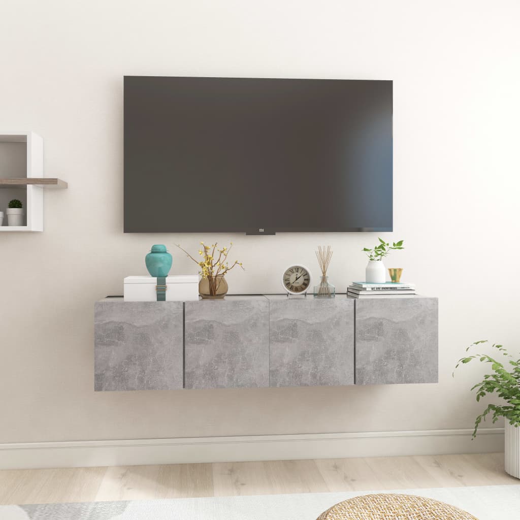 Hanging TV Cabinets 2 pcs Concrete Grey 60x30x30 cm - Discount Dealers
