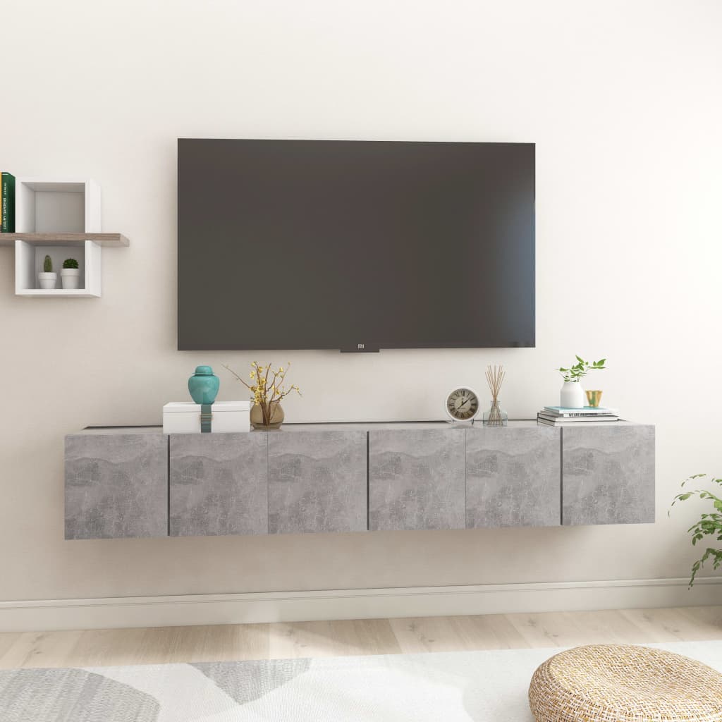 Hanging TV Cabinets 3 pcs Concrete Grey 60x30x30 cm - Direct Imports