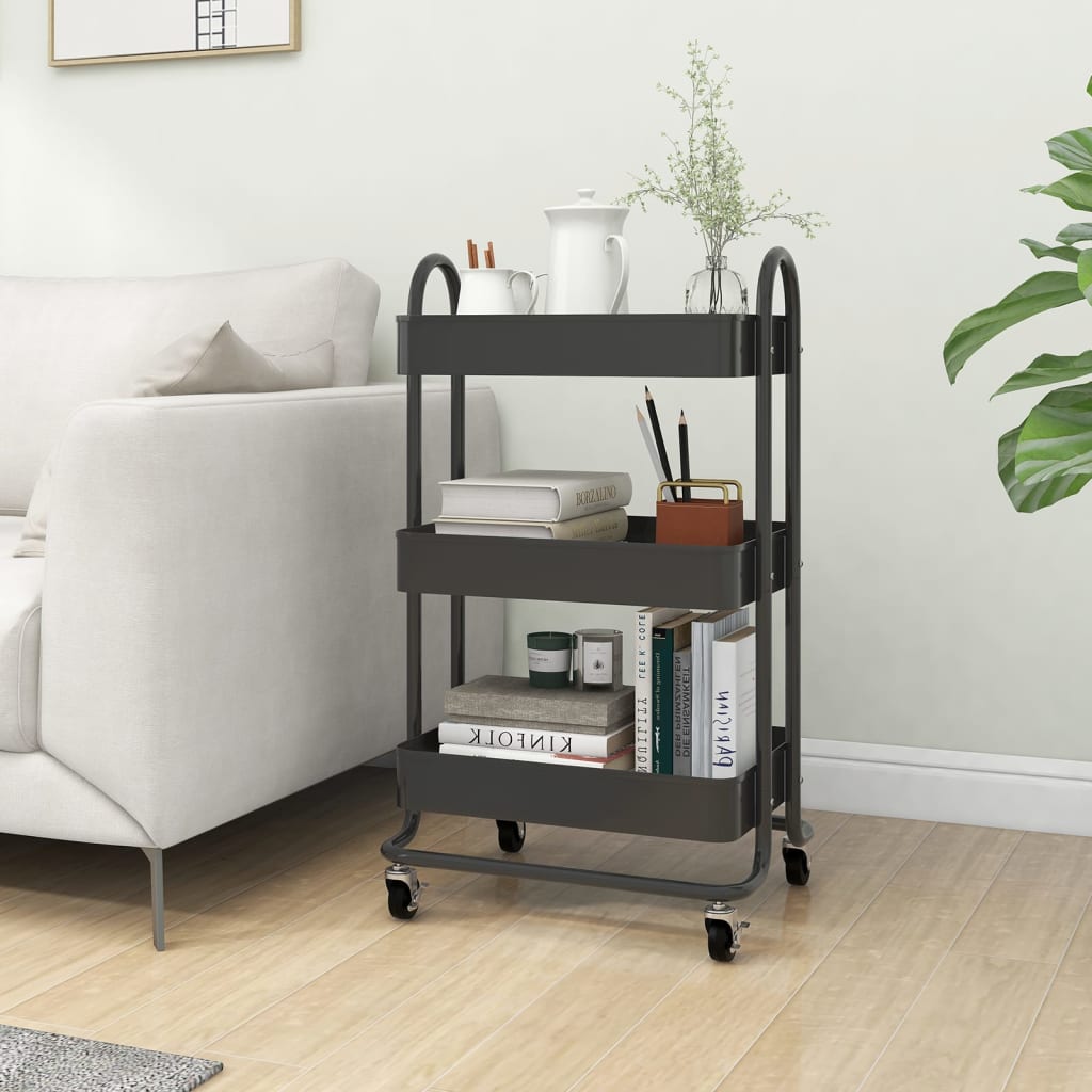 3-Tier Trolley Anthracite 43x34x79 cm Steel - Discount Dealers