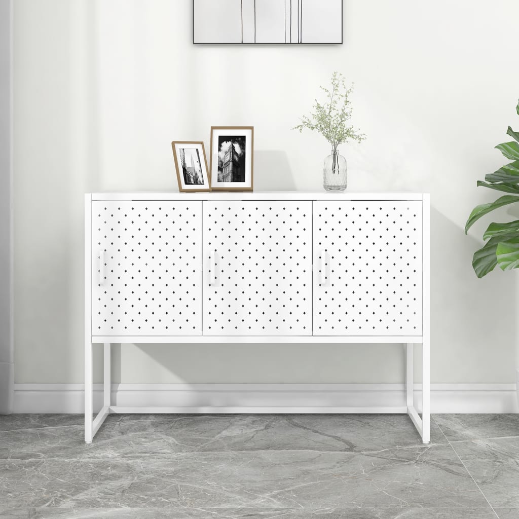 Sideboard White 105x35x75 cm Steel - Decor Base