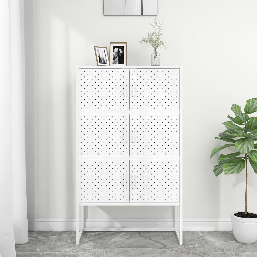 Highboard White 80x35x135 cm Steel - Casper Homes