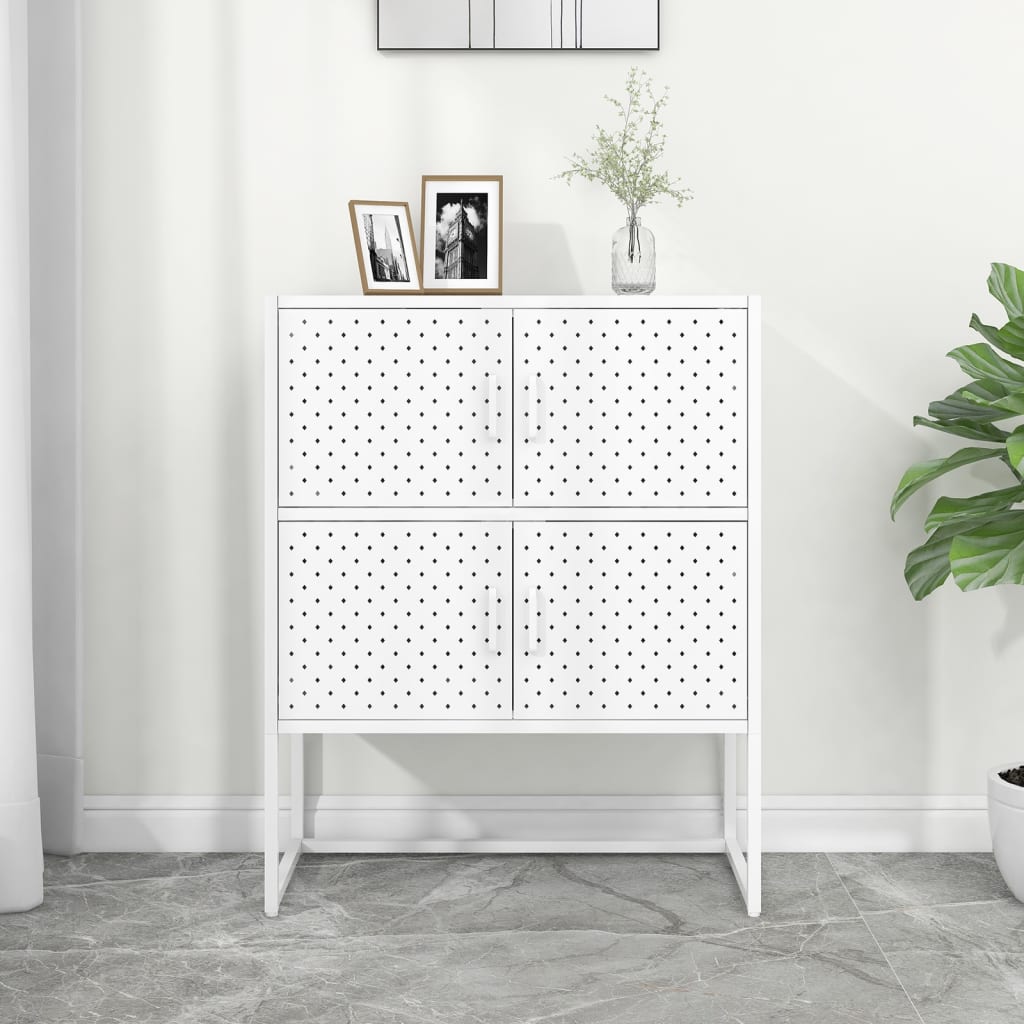 Highboard White 80x35x100 cm Steel - Brittle & Co
