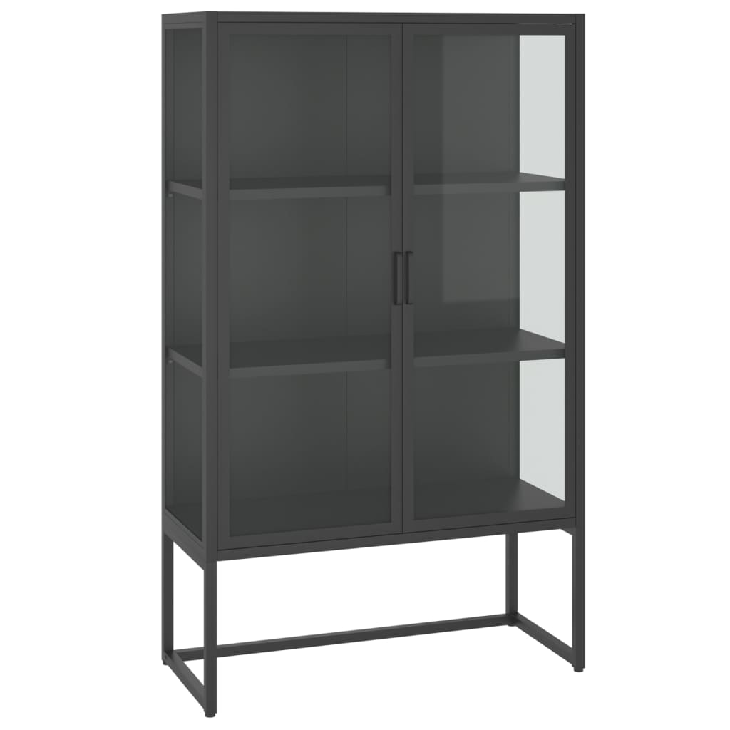 Highboard Anthracite 80x35x135 cm Steel and Tempered Glass - Merkel Designers