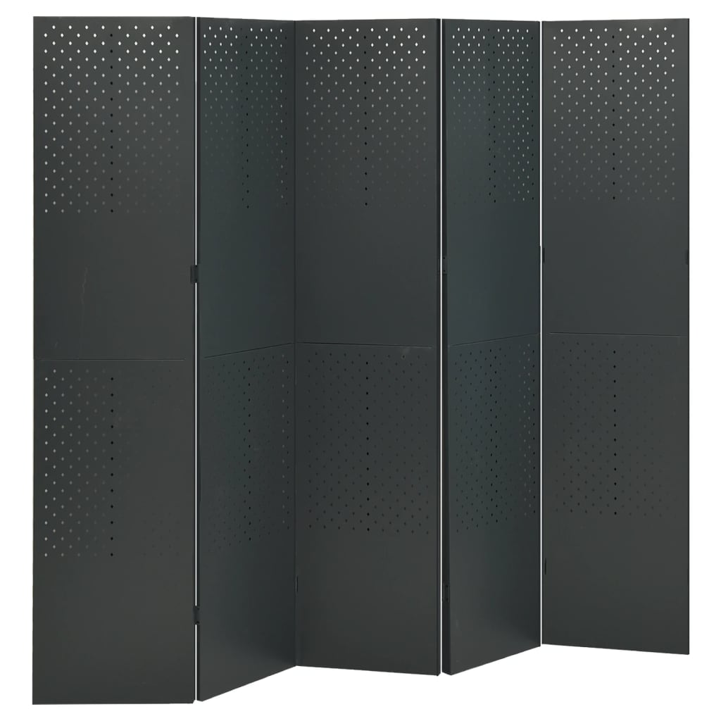 5-Panel Room Divider Anthracite 200x180 cm Steel - Discount Dealers