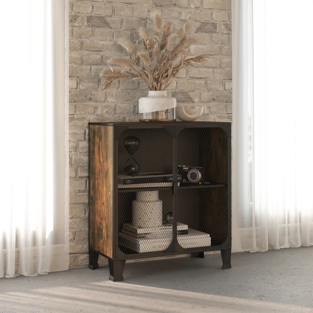 Storage Cabinet Rustic Brown 72x36x82 cm Metal and MDF - Sid & Sam