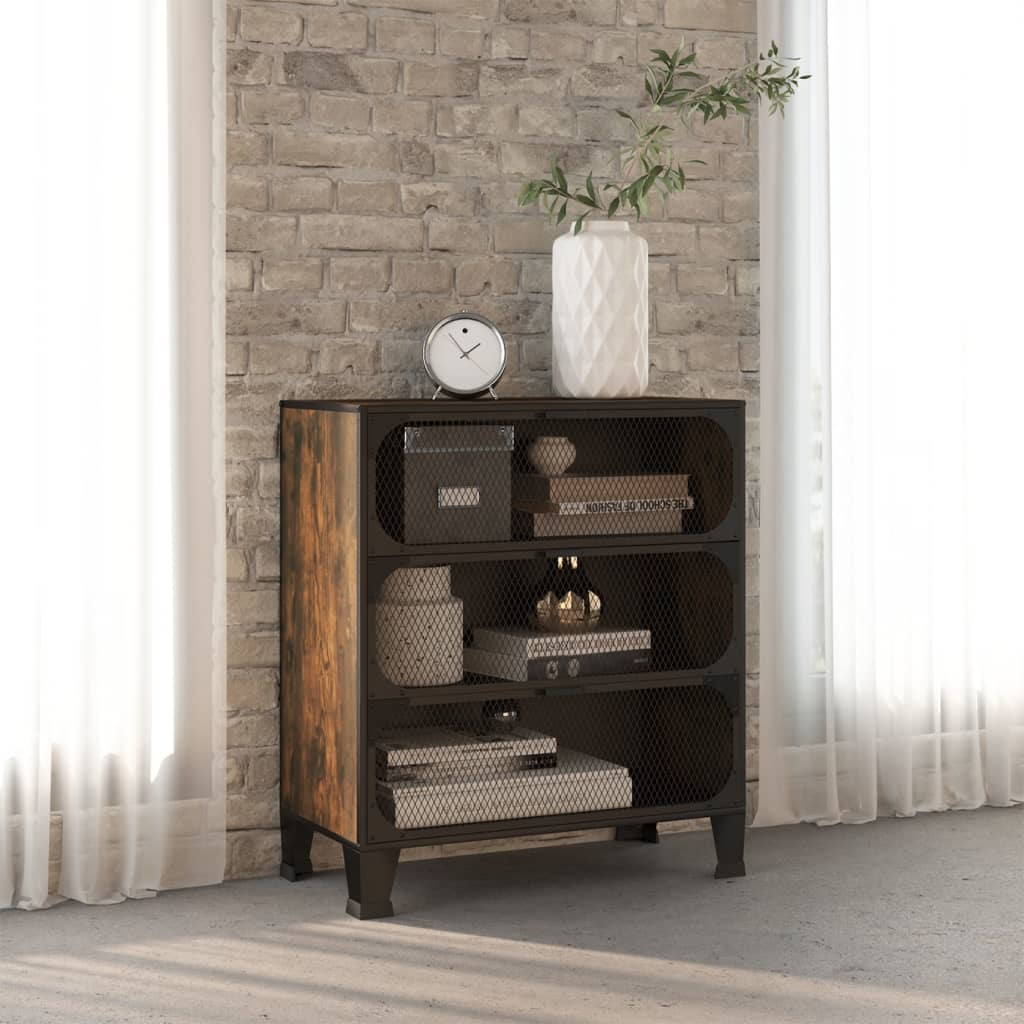 Storage Cabinet Rustic Brown 72x36x82 cm Metal and MDF - Sid & Sam