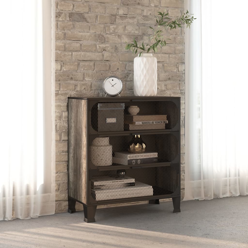 Storage Cabinet Grey 72x36x82 cm Metal and MDF - Tyrell & Tyrell