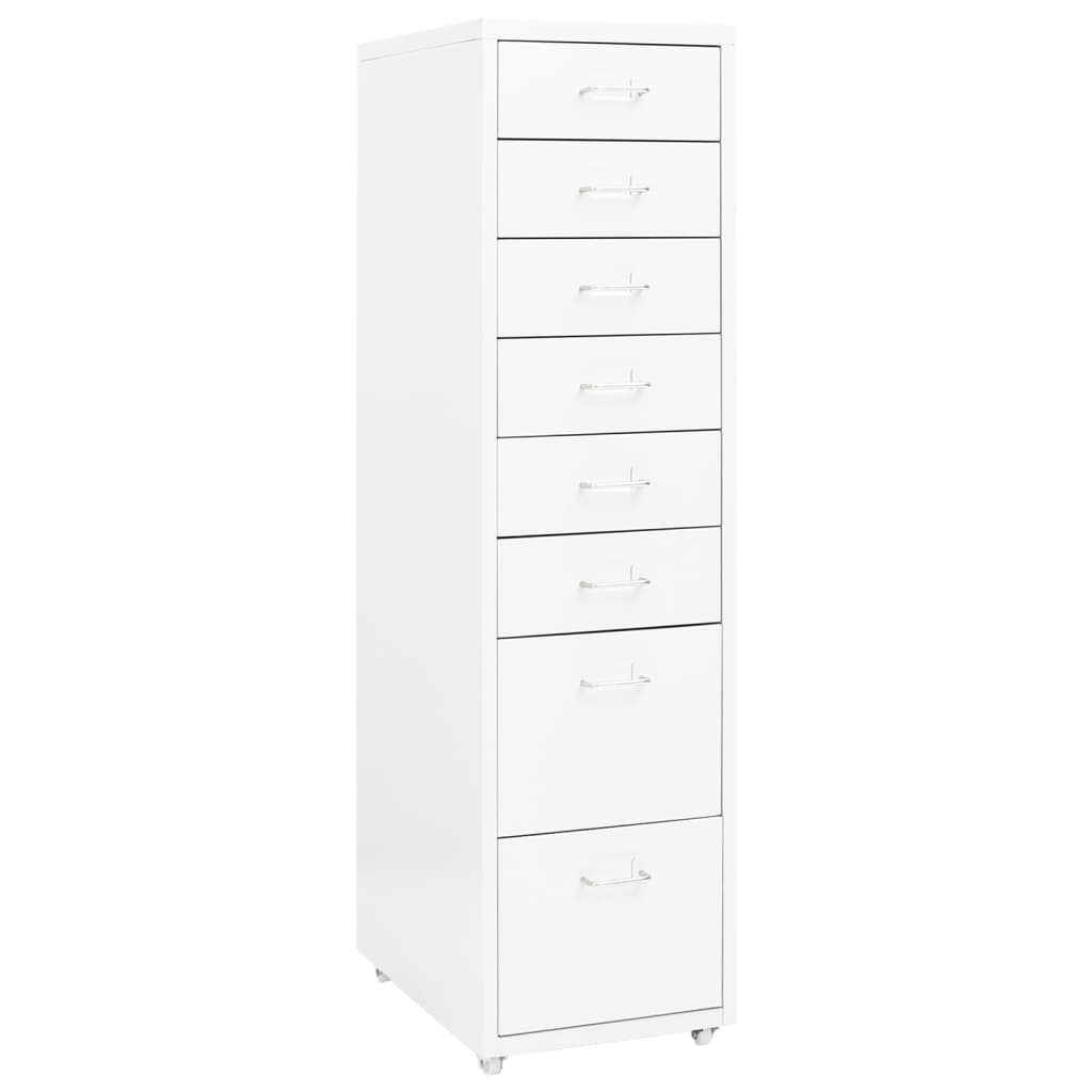 Mobile File Cabinet White 28x41x109 cm Metal - Casper Homes