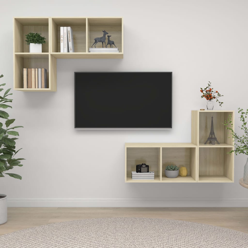 Wall-mounted TV Cabinets 4 pcs Sonoma Oak Engineered Wood - Discount Dealers