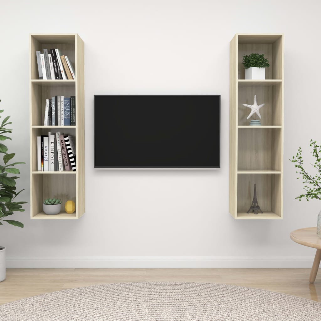 Wall-mounted TV Cabinets 2 pcs Sonoma Oak Engineered Wood - Discount Dealers