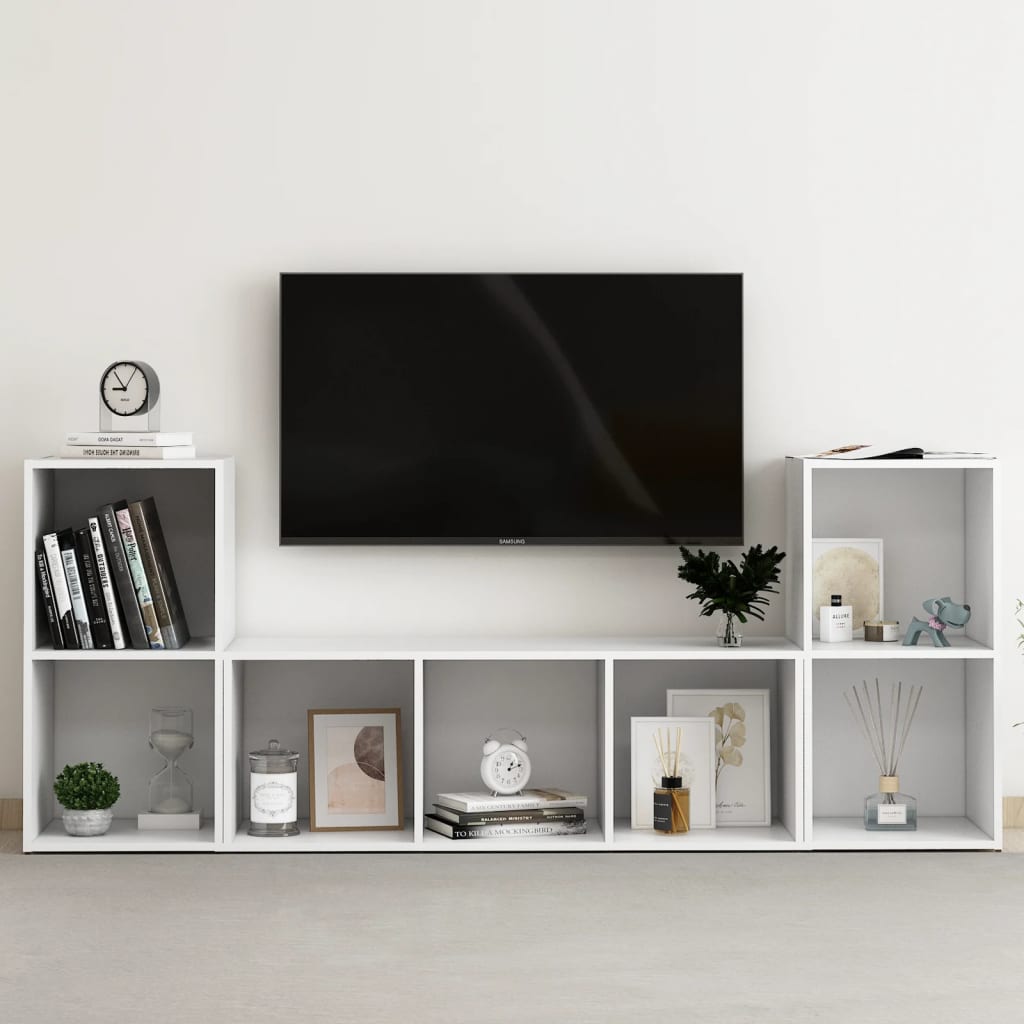 3 Piece TV Cabinet Set White Engineered Wood - Tyrell & Tyrell