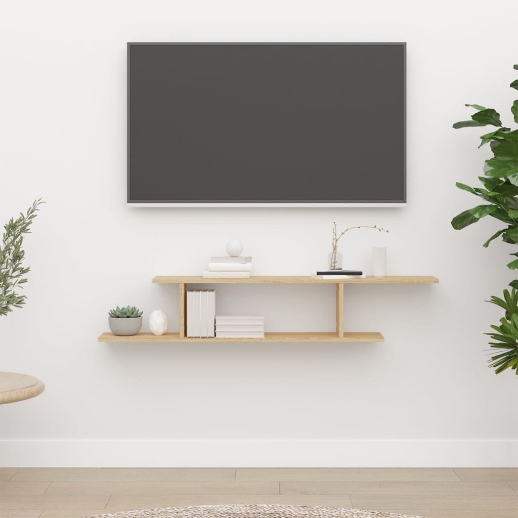 Wall-Mounted TV Shelf Sonoma Oak 125x18x23 cm Engineered Wood - Millennium Furniture