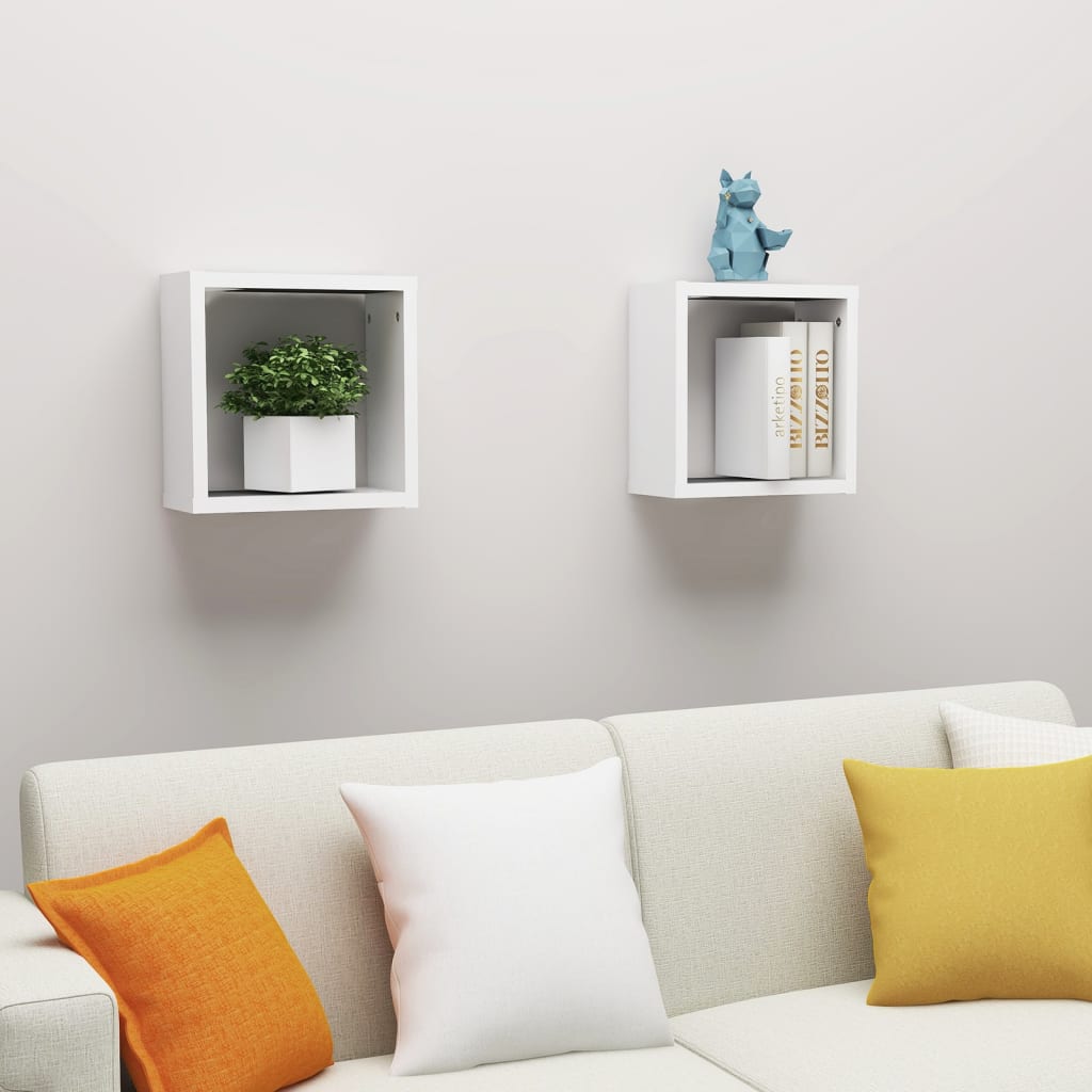 Wall Cube Shelves 2 pcs White 30x15x30 cm - Casper Homes