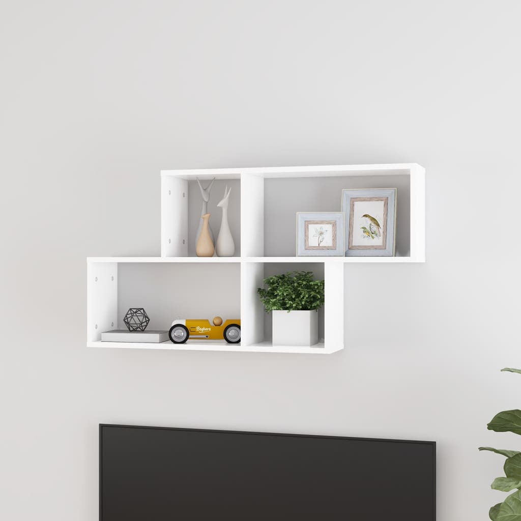 Wall Shelf White 100x18x53 cm Engineered Wood - Discount Dealers