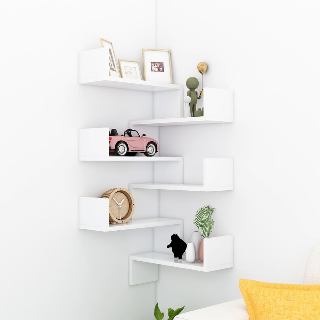 Wall Corner Shelf 2 pcs White 40x40x50 cm Engineered Wood - Style and Chic
