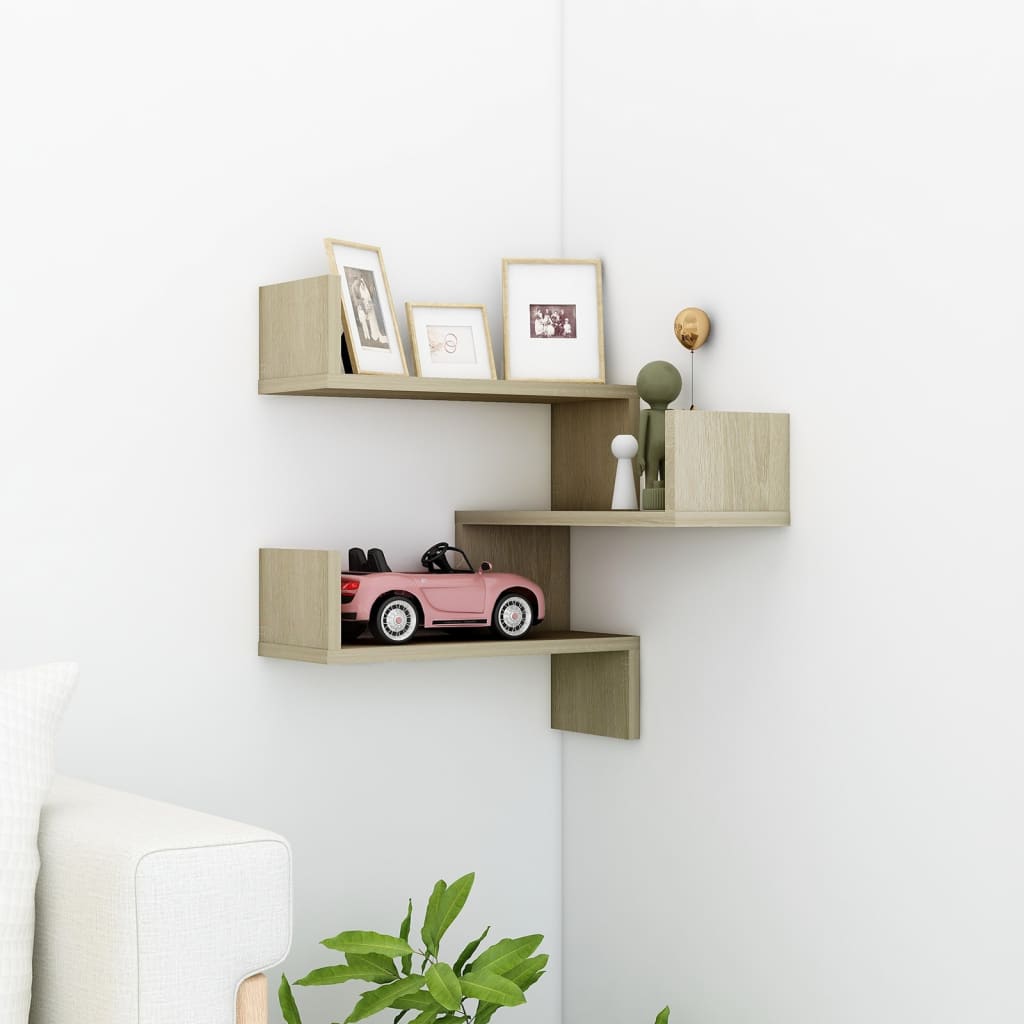 Wall Corner Shelf Sonoma Oak 40x40x50 cm Engineered Wood - Unbeatable Bargains