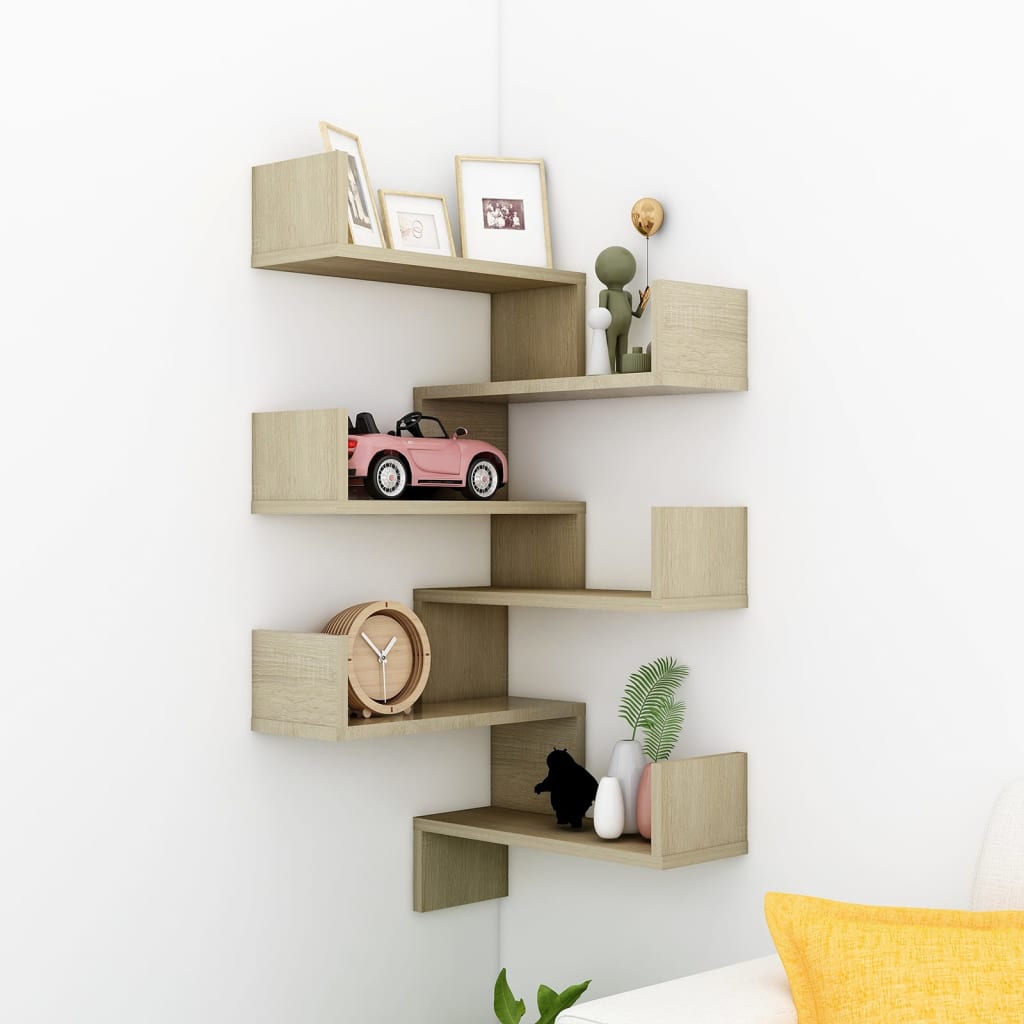 Wall Corner Shelf 2 pcs Sonoma Oak 40x40x50 cm Engineered Wood - Design Hut
