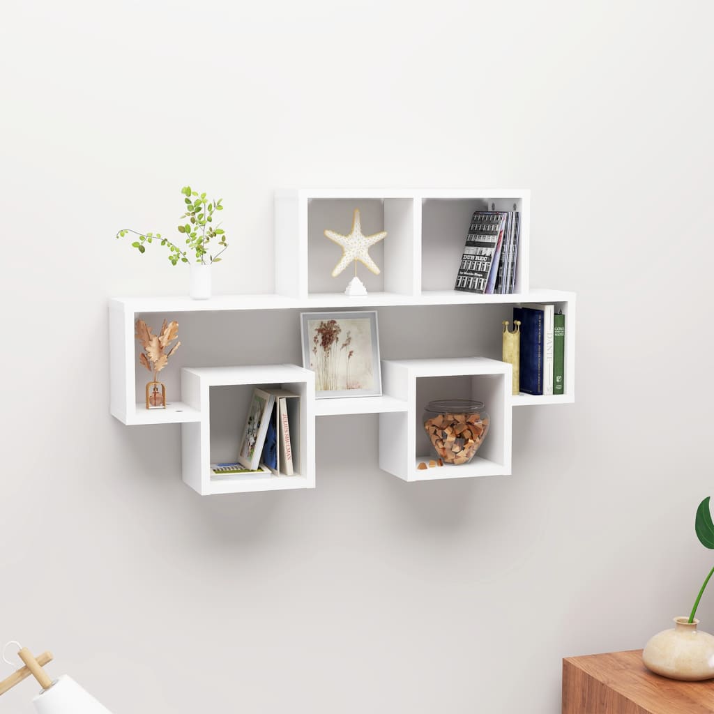 Car-shaped Wall Shelf White 82x15x51 cm Engineered Wood - R and M Furniture