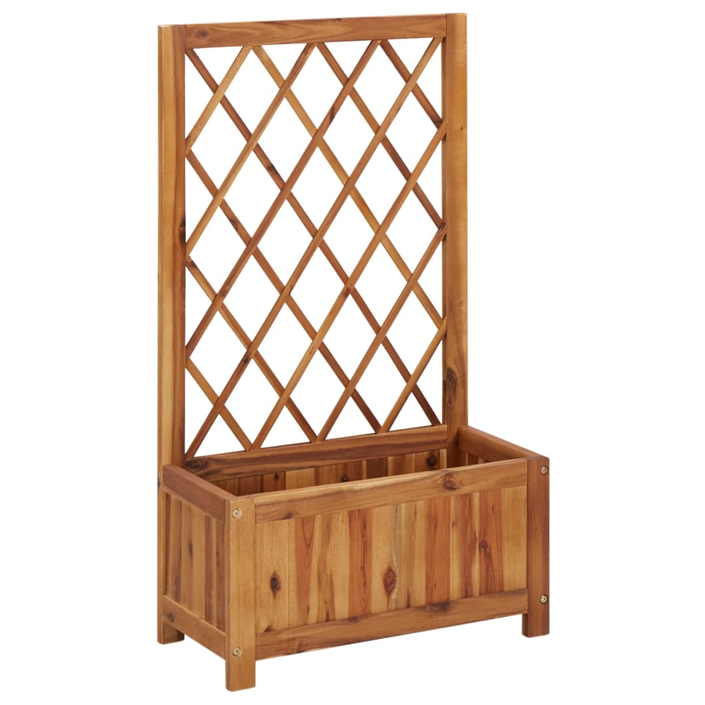 Garden Raised Bed with Trellis Solid Acacia Wood - Direct Imports
