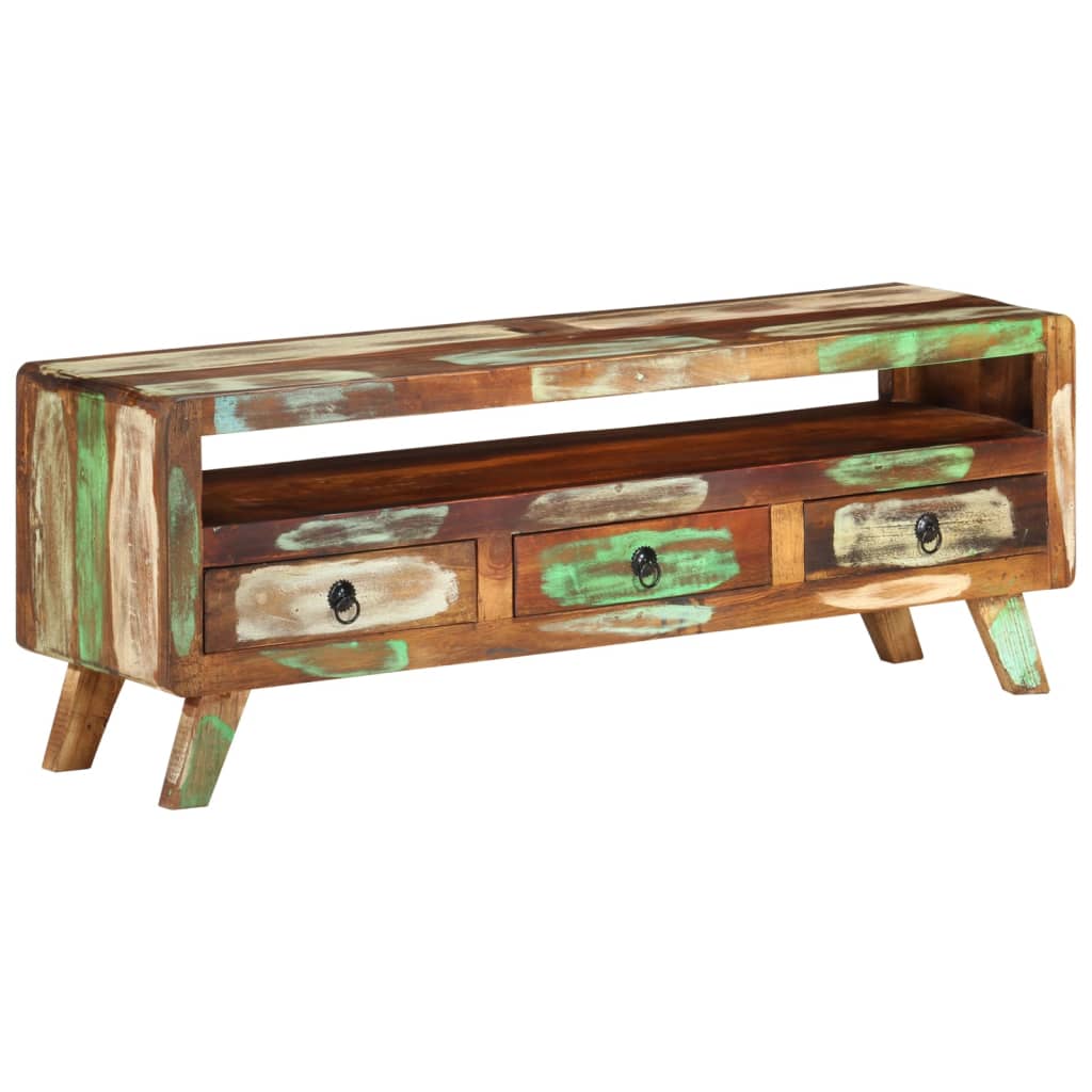 TV Cabinet Multicolour 110x30x40 cm Solid Reclaimed Wood - Direct Imports