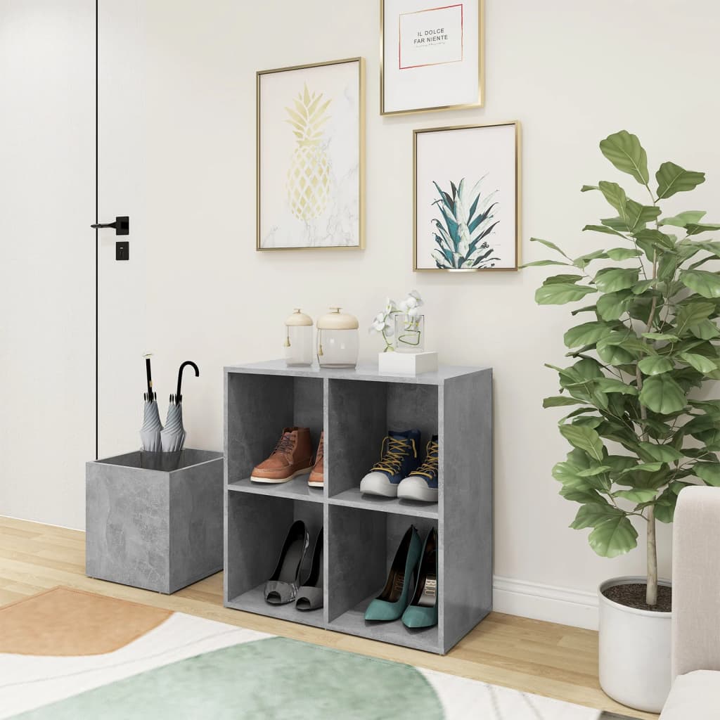 Hall Shoe Cabinet Concrete Grey 105x35.5x70 cm Engineered Wood - Tyrell & Tyrell