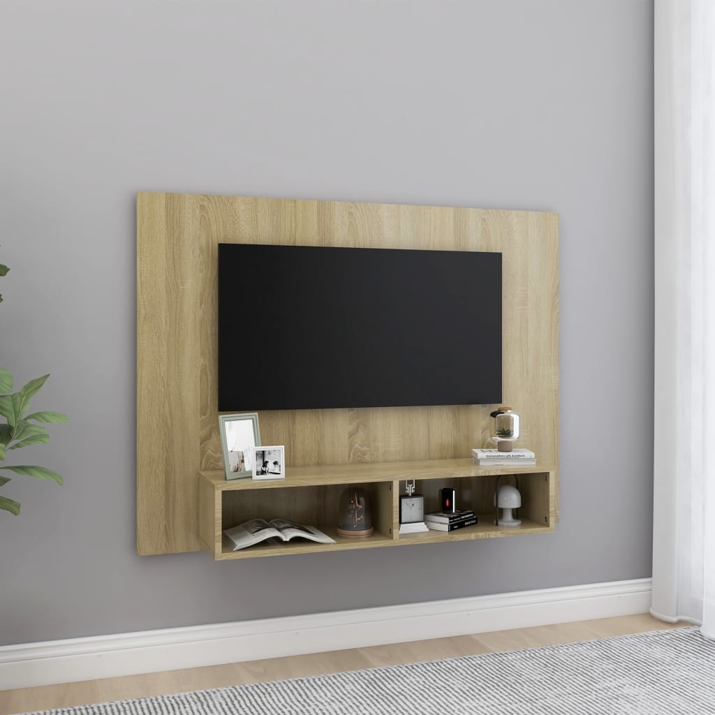 Wall TV Cabinet Sonoma Oak 120x23.5x90 cm Engineered Wood - Tyrell & Tyrell