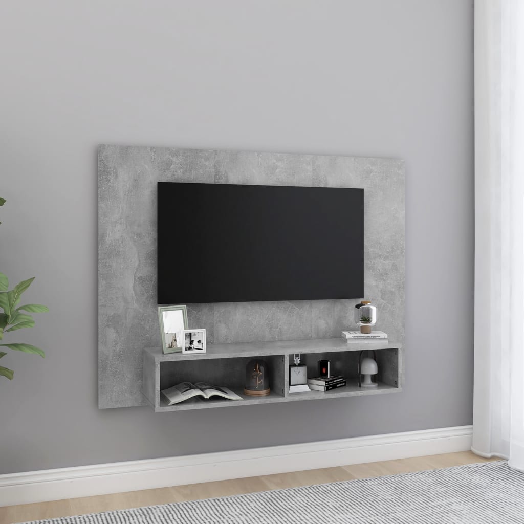 Wall TV Cabinet Concrete Grey 120x23.5x90 cm Engineered Wood - Tyrell & Tyrell