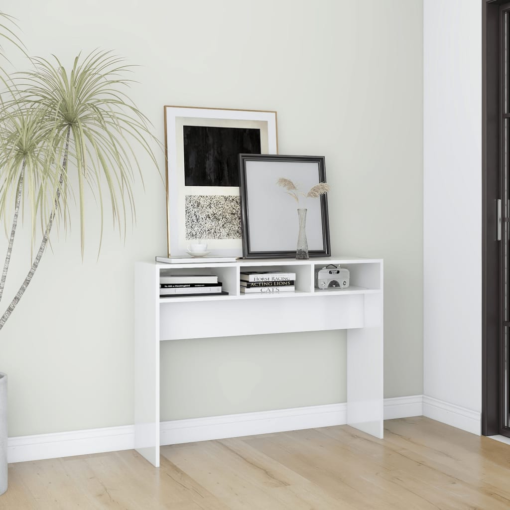 Console Table High Gloss White 105x30x80 cm Engineered Wood - Unbeatable Bargains