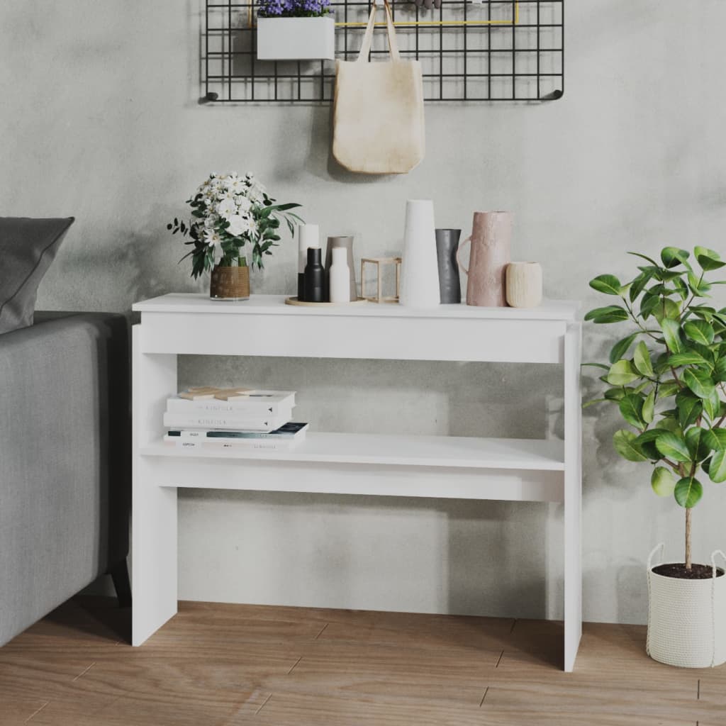Console Table White 102x30x80 cm Engineered Wood - Direct Imports