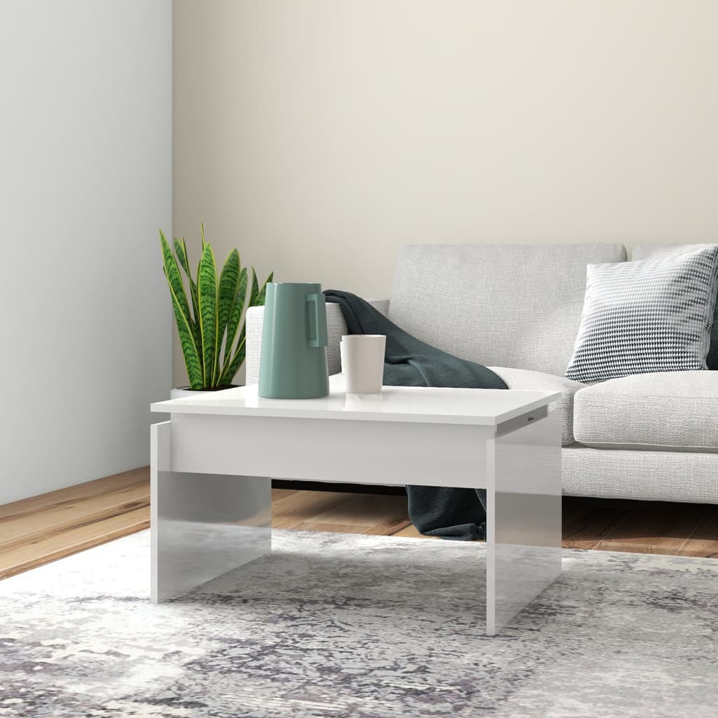 Coffee Table High Gloss White 68x50x38 cm Engineered Wood - Brittle & Co