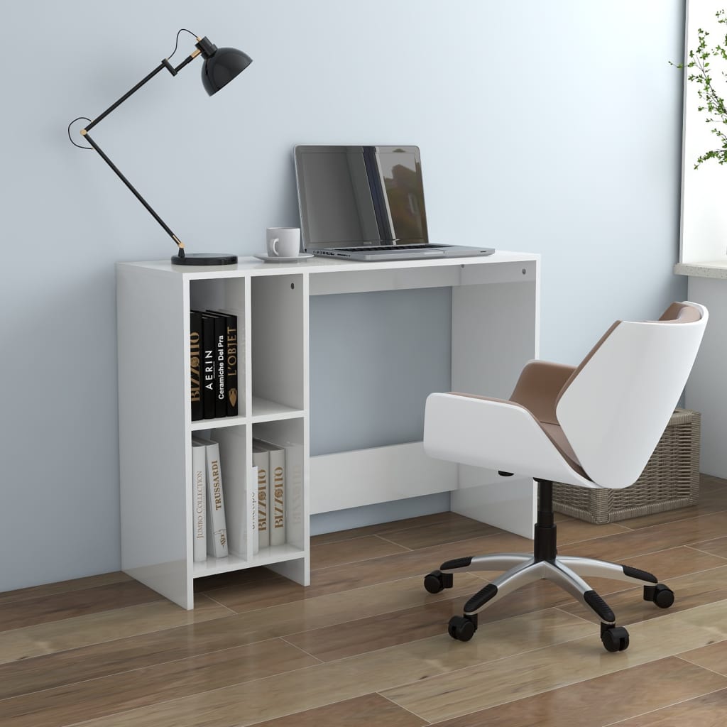 Notebook Desk High Gloss White 102.5x35x75 cm Engineered Wood - Unbeatable Bargains