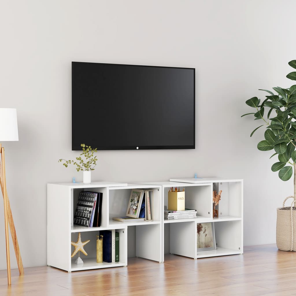 TV Cabinet High Gloss White 104x30x52 cm Engineered Wood - Direct Imports