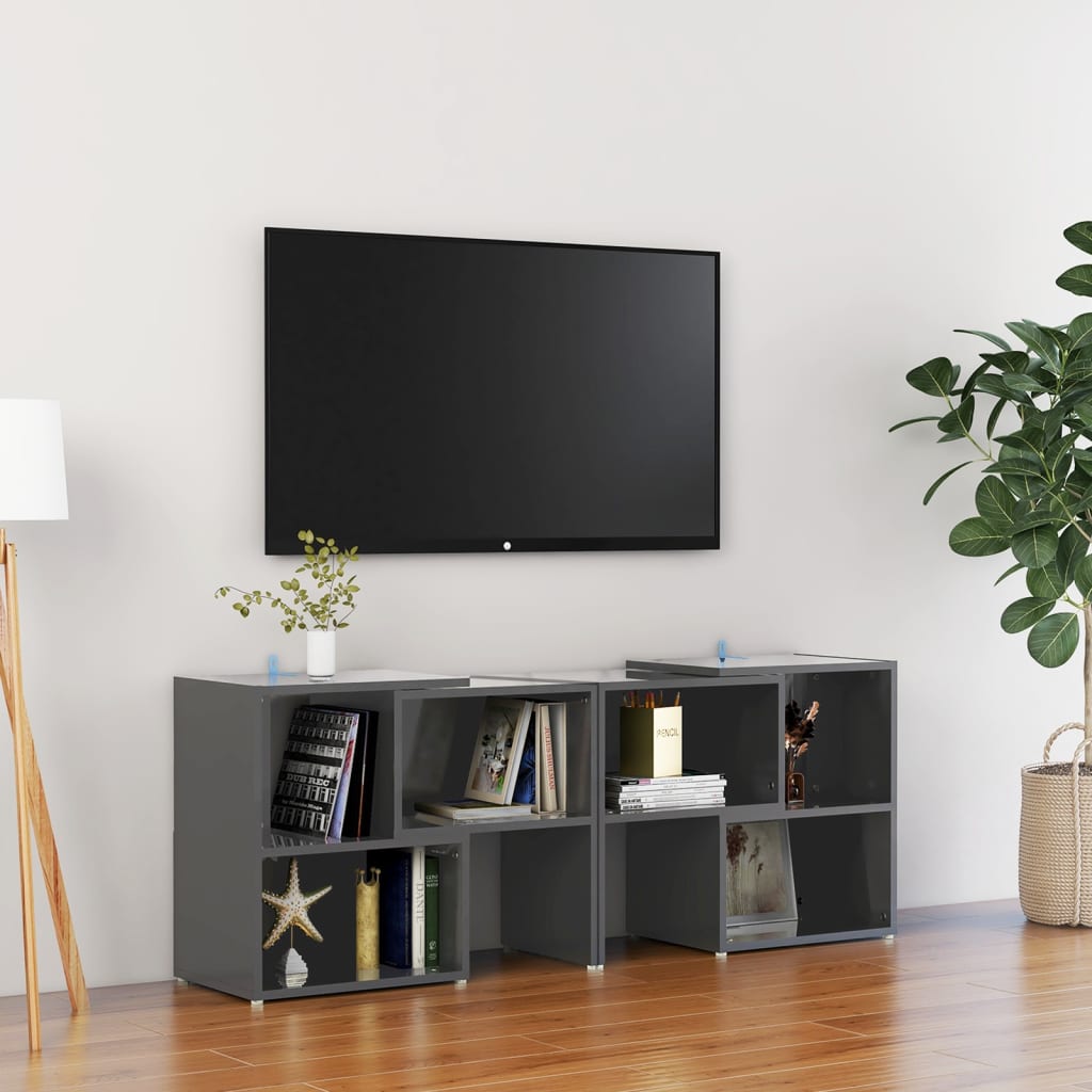 TV Cabinet High Gloss Grey 104x30x52 cm Engineered Wood - Sid & Sam