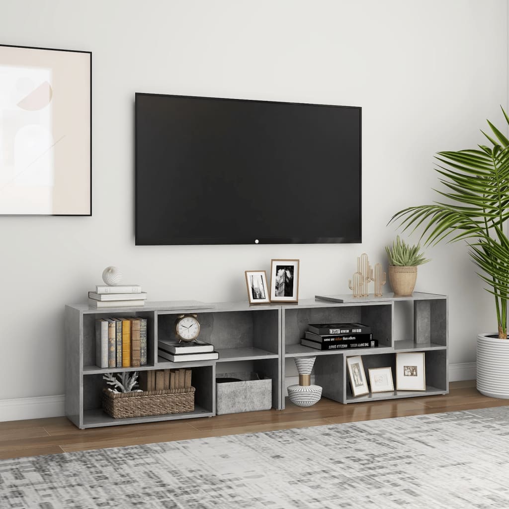 TV Cabinet Concrete Grey 149x30x52 cm Engineered Wood - All Things Good