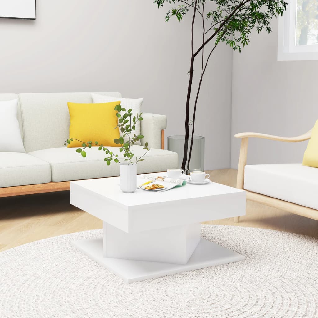 Coffee Table White 57x57x30 cm Engineered Wood - Charlotte Dunes